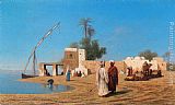 Charles Theodore Frere Un vilage aux bords de Nil - Haute Egypte painting